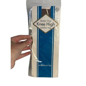 VTG Queen SZ 9-11 Knee High Stockings Comfort Top Reinforced Toe NIP Suntone USA